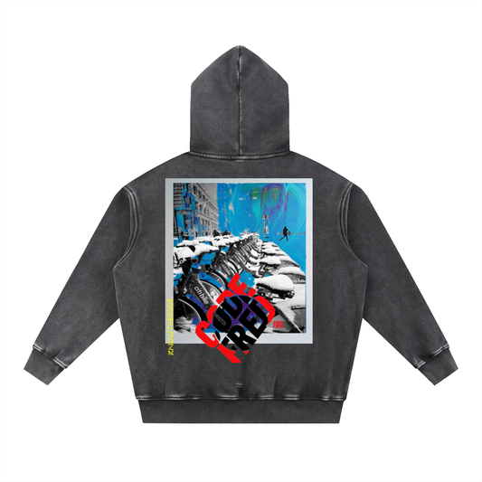 Snow Wash Fleece Oversize Hoodie